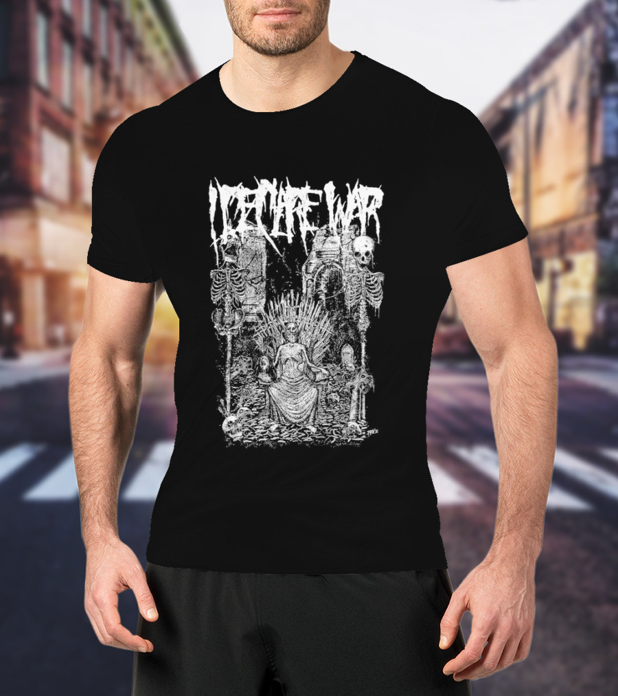 I Declare War Throne Skeleton Warriors Medieval Battle Scene T-Shirt