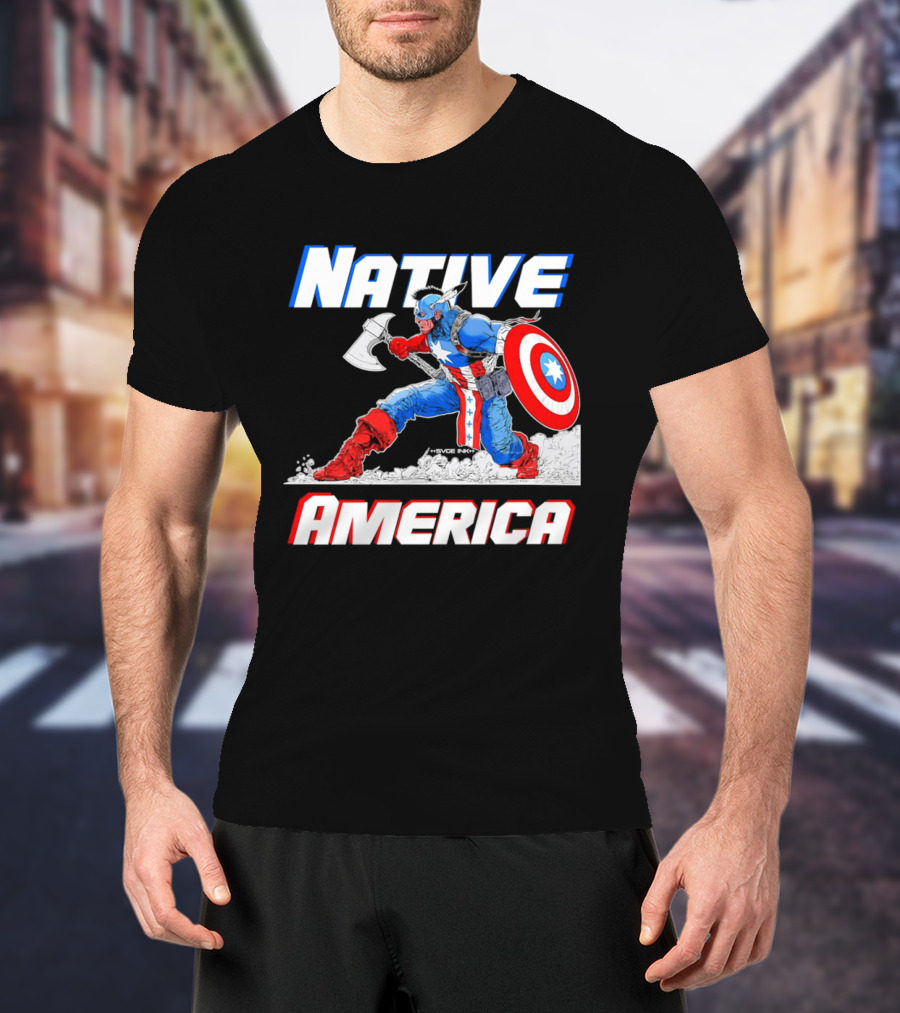Native America Captain America Axe And Shield Hero T-Shirt