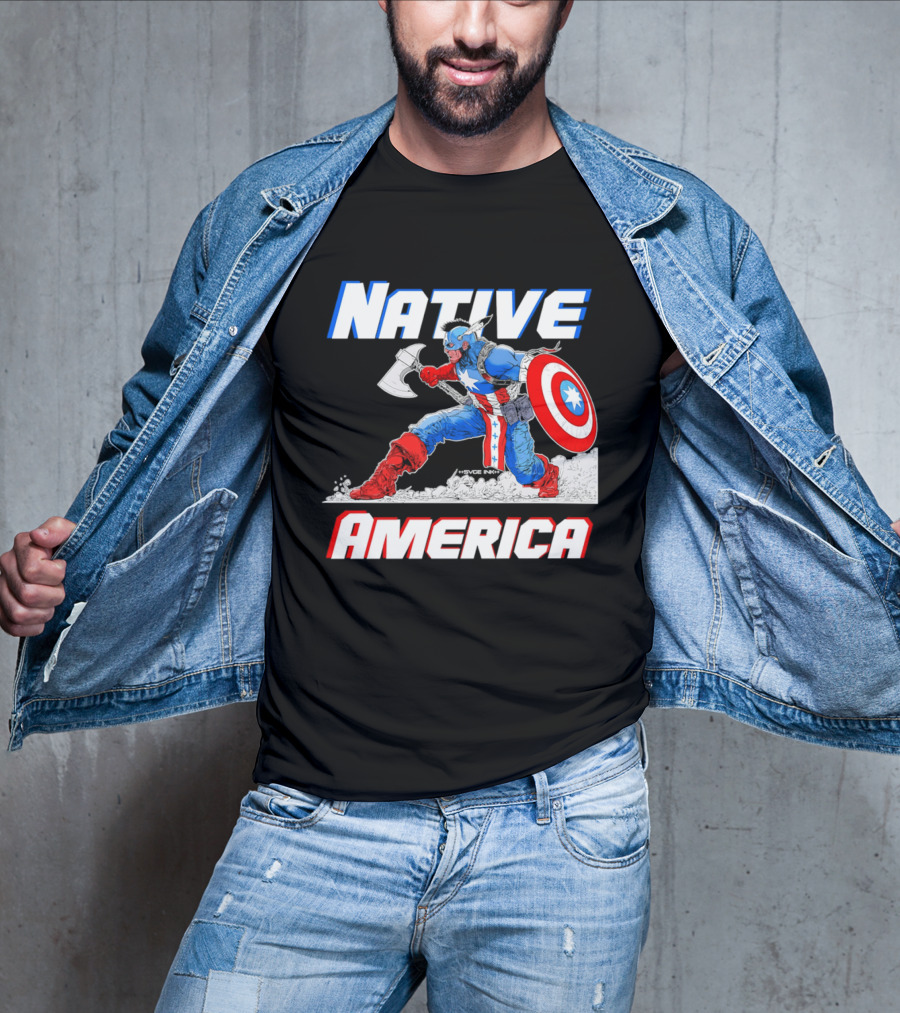 Native America Captain America Axe And Shield Hero T-Shirt