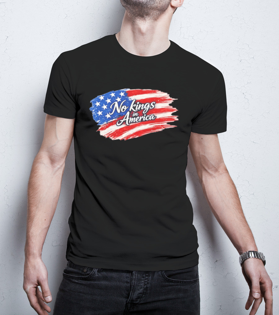 No Kings In America Patriotic Stars And Stripes T-Shirt