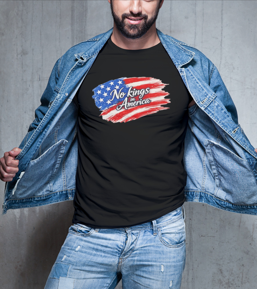 No Kings In America Patriotic Stars And Stripes T-Shirt