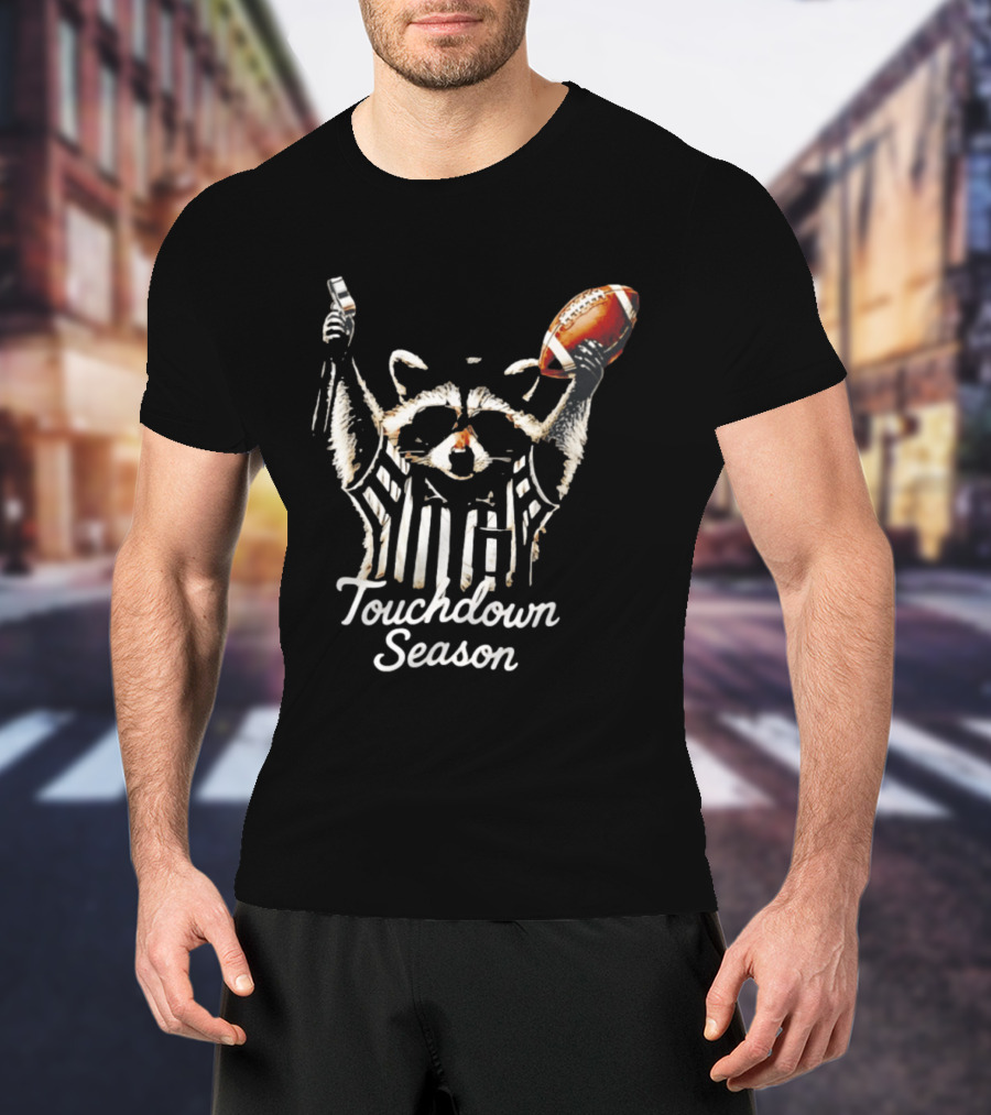 Raccoon Referee Touchdown Season Football Humor T-Shirt