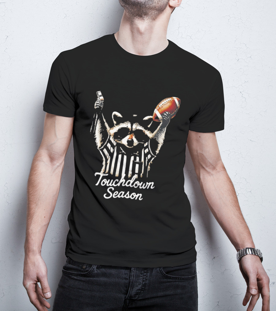 Raccoon Referee Touchdown Season Football Humor T-Shirt