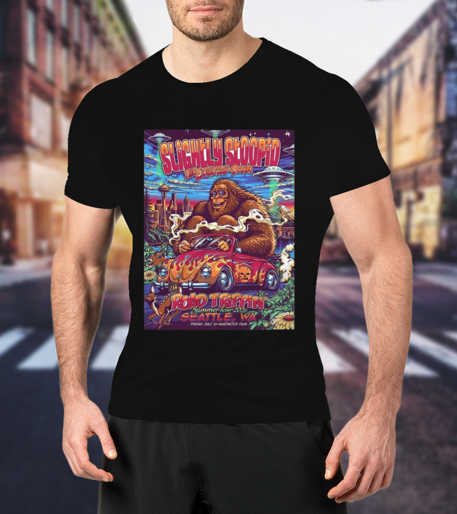 Slightly Stoopid Road Trippin Summer Tour 2026 Seattle WA July 31 Marymoor Park T-Shirt
