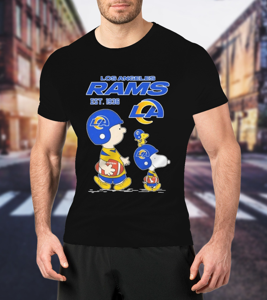 Snoopy Charlie Brown Los Angeles Rams 1936 Football Team LA T-Shirt