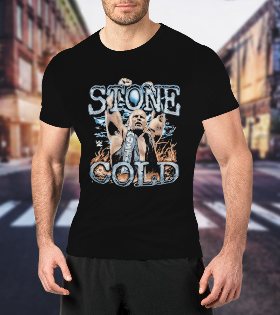 Stone Cold Steve Austin WWE Ice And Flames Iconic Wrestling T-Shirt
