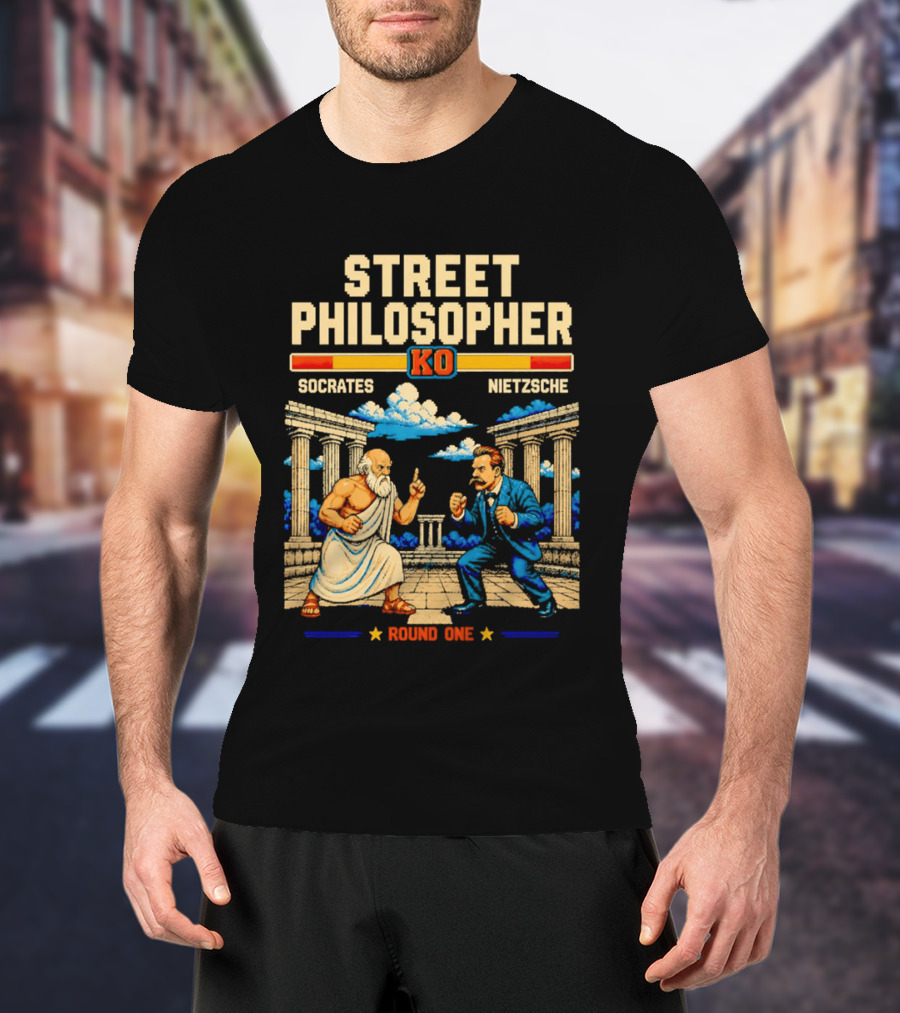 Street Philosopher KO Socrates Nietzsche Round One Colosseum Showdown T-Shirt