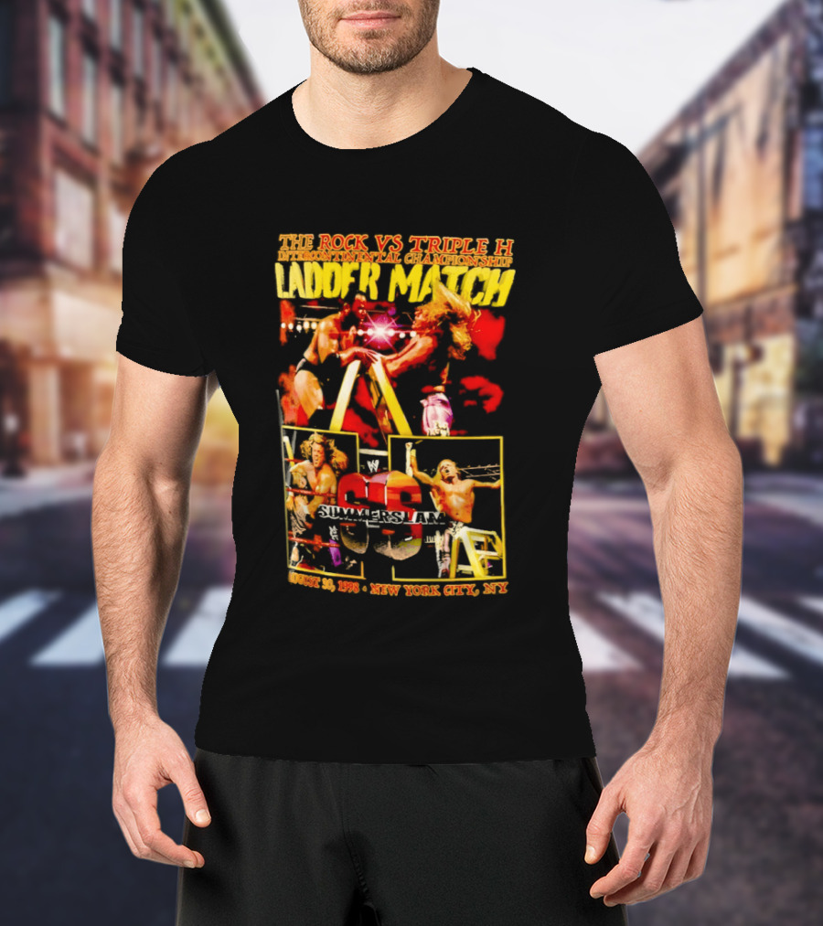 WWE SummerSlam 1998 The Rock Vs Triple H Ladder Match Intercontinental Championship New York City T-Shirt