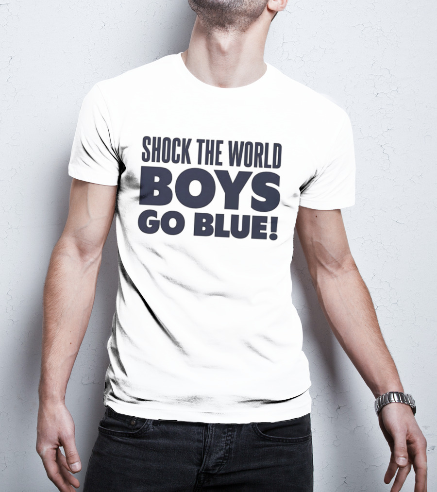 Shock The World Michigan Men's Basketball Boys Go Blue T-Shirt