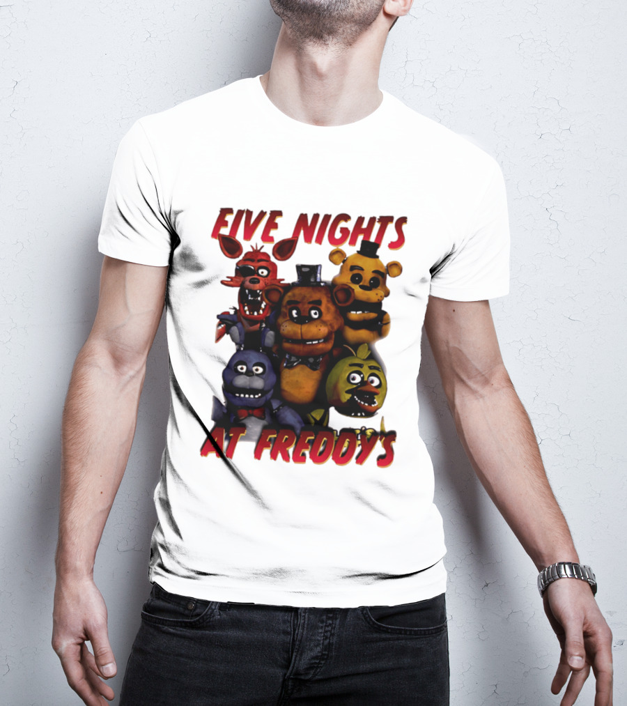 Five Nights At Freddy's Cartoon Characters Freddy Bonnie Chica Foxy T-Shirt