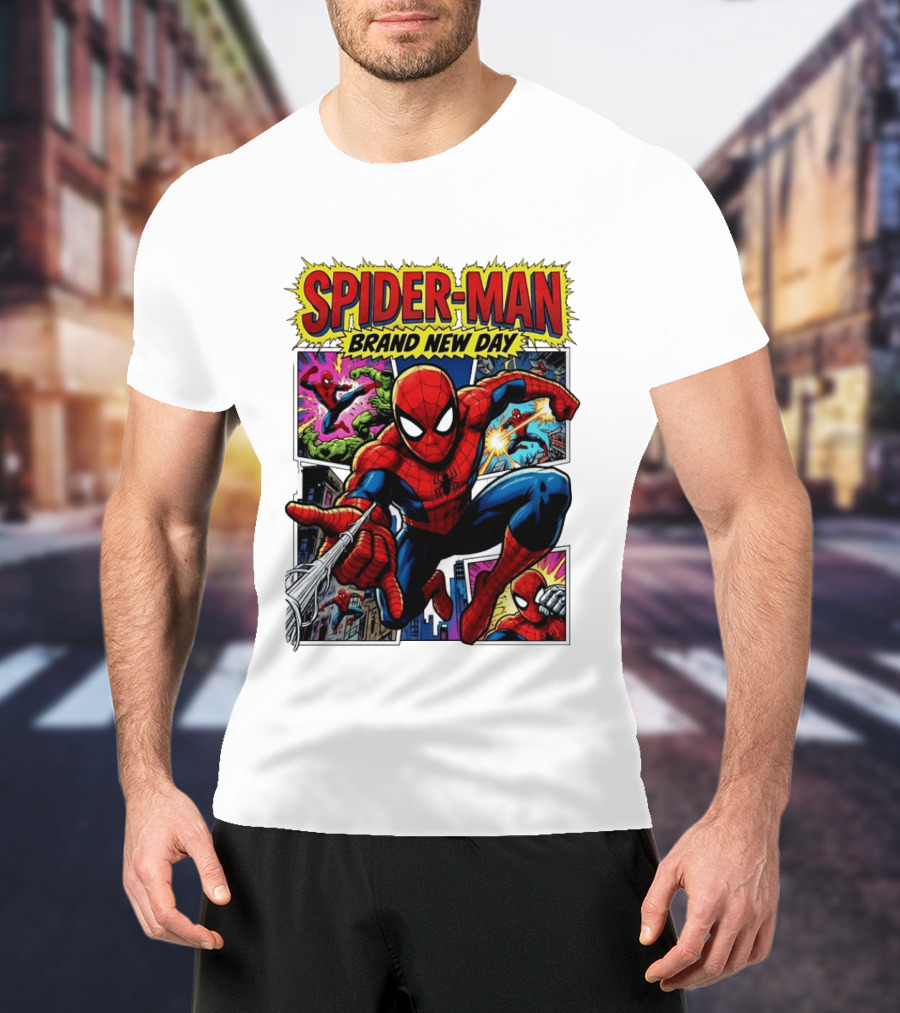 Spider Man Brand New Day Collage Marvel Comic Adventure T-Shirt