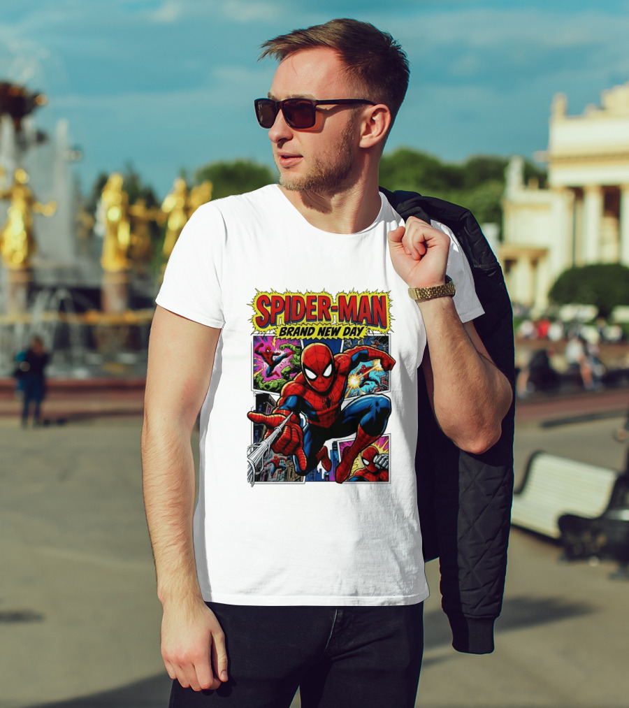 Spider Man Brand New Day Collage Marvel Comic Adventure T-Shirt