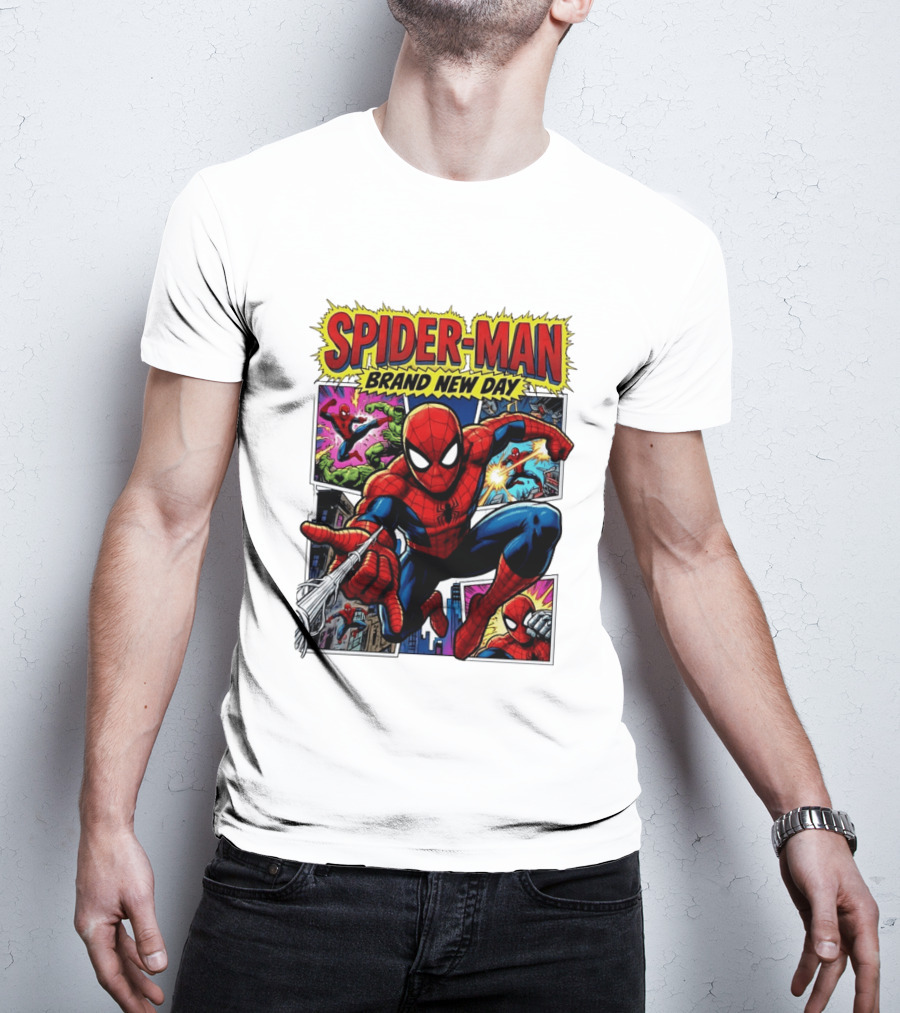Spider Man Brand New Day Collage Marvel Comic Adventure T-Shirt
