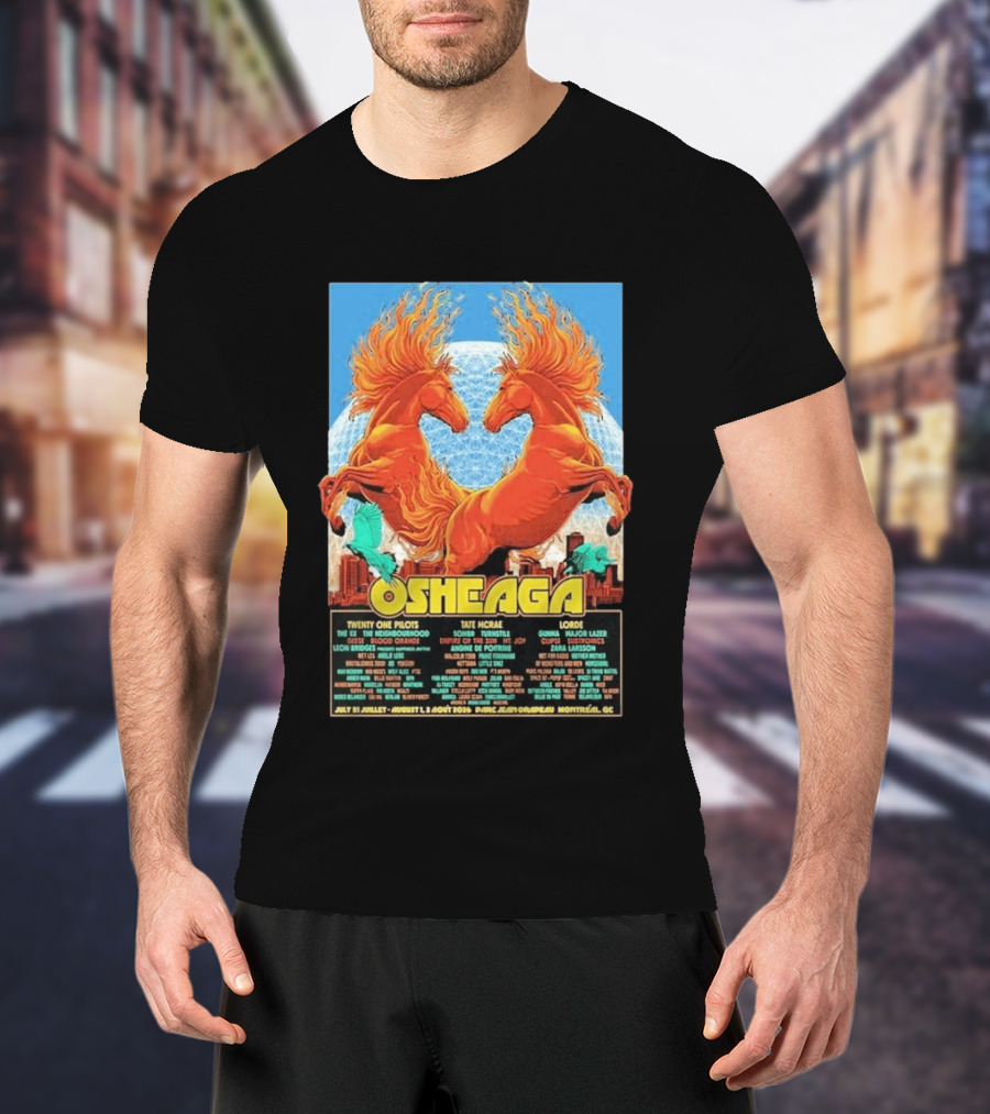 19th Annual Osheaga Music And Arts Festival July 31 To August 2 2026 Headliners Twenty One Pilots Tate McRae Lorde Parc Jean Drapeau Montreal Canada T-Shirt