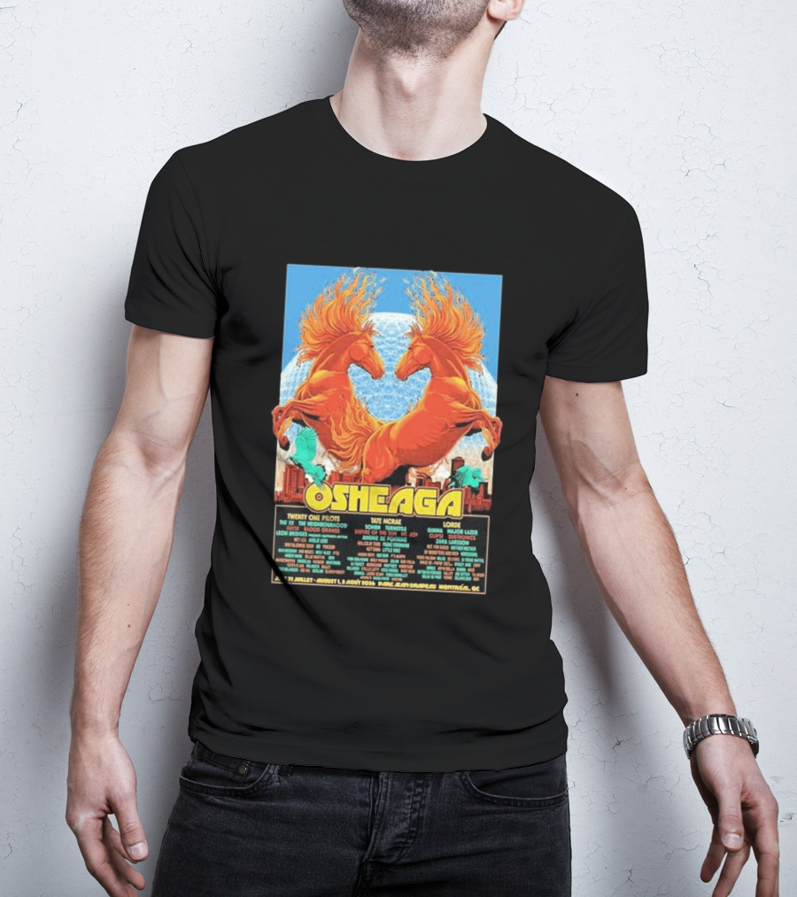 19th Annual Osheaga Music And Arts Festival July 31 To August 2 2026 Headliners Twenty One Pilots Tate McRae Lorde Parc Jean Drapeau Montreal Canada T-Shirt