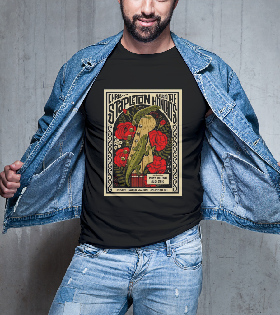 Chris Stapleton Featuring The Honchos Lainey Wilson Allen Stone Cincinnati 2026 Paycor Stadium August 1 T-Shirt