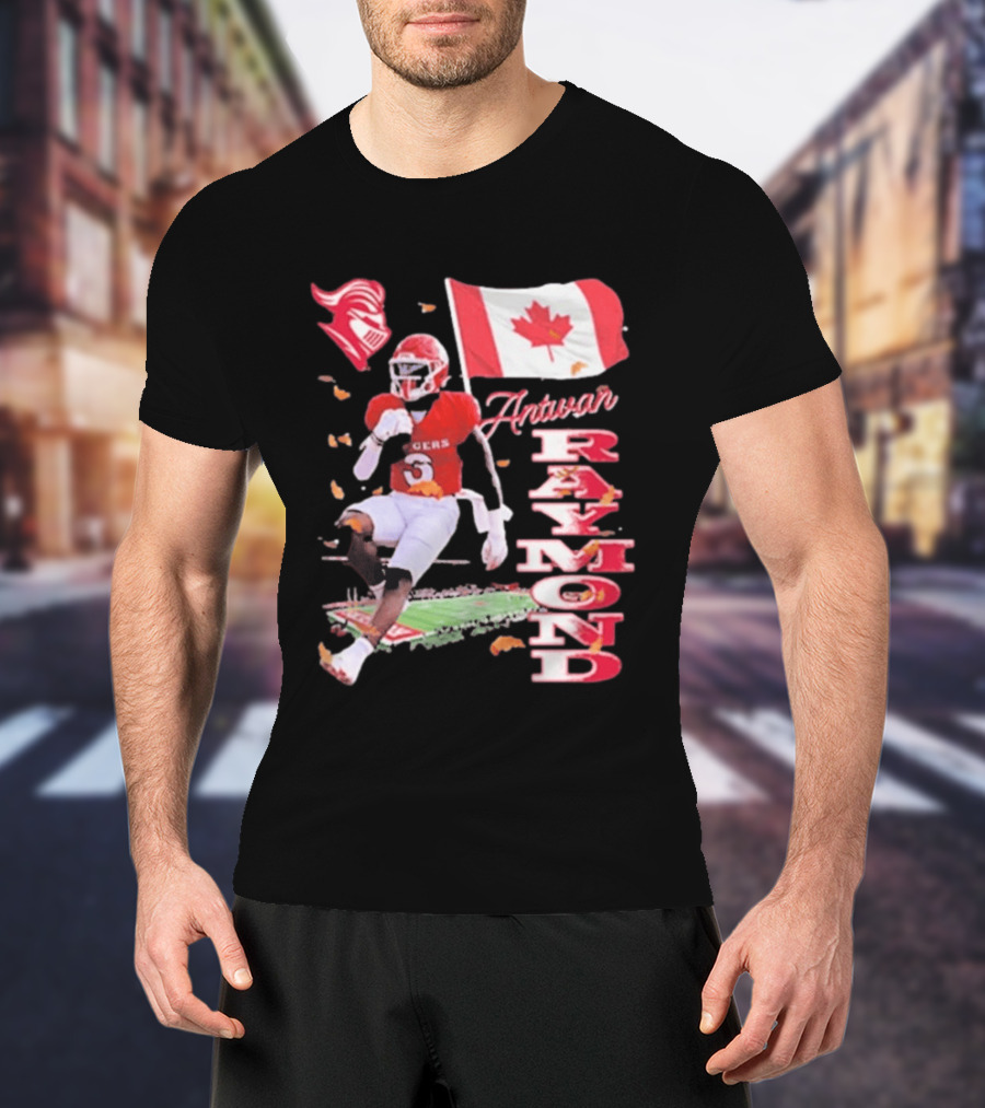 Antwan Raymond Rutgers Scarlet Knights Canadian Flag Football T-Shirt