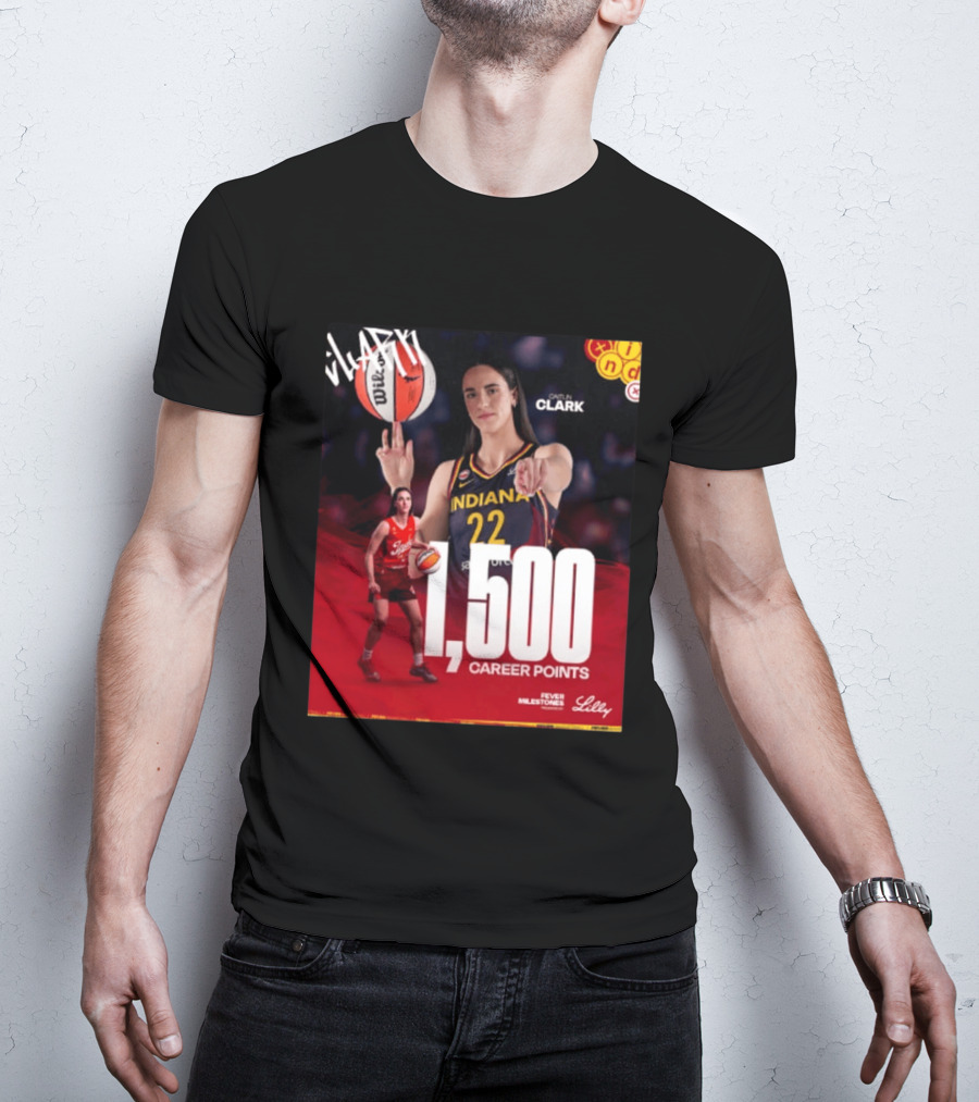 Caitlin Clark Indiana Fever 1500 Career Points Milestone Celebration WNBA Fever Milestones T-Shirt
