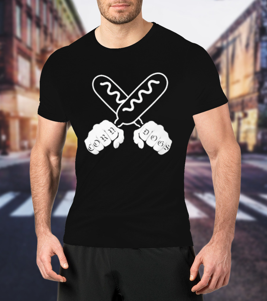 Corndog Knuckles Fun Novelty Design With Crossed Snacks And Fists T-Shirt