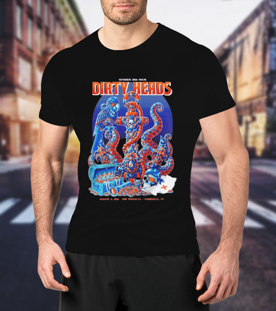 Dirty Heads Summer 2026 Tour Nashville TN August 1 Skeletons And Octopus T-Shirt