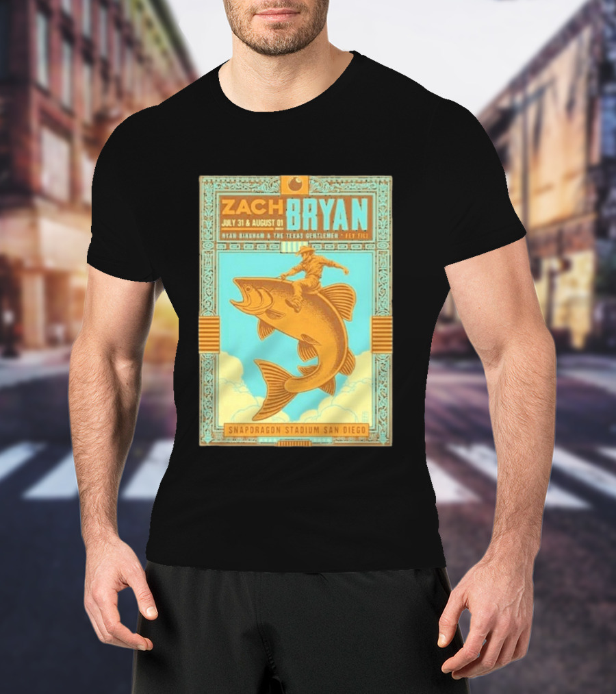 Zach Bryan July 31 August 1 Snapdragon Stadium San Diego Featuring Ryan Bingham The Texas Gentlemen Key Eli 2026 T-Shirt