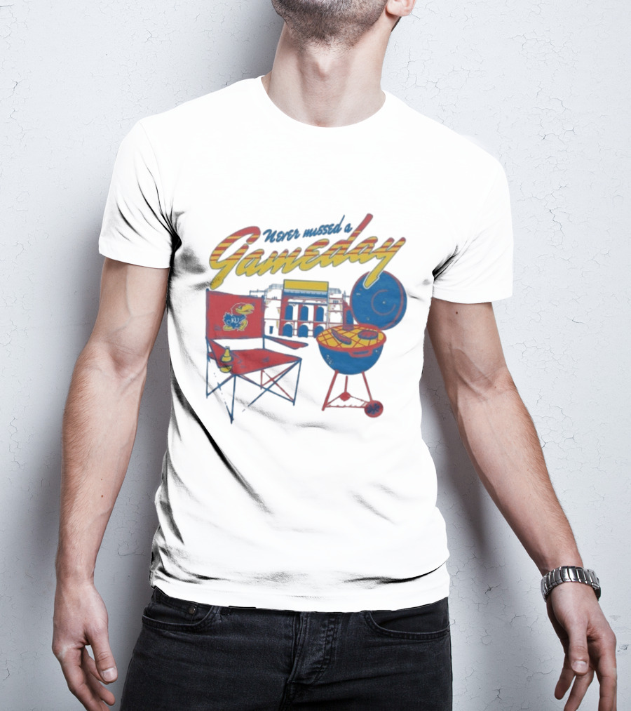 Kansas Jayhawks Never Missed A Gameday BBQ Chair Stadium Grill T-Shirt