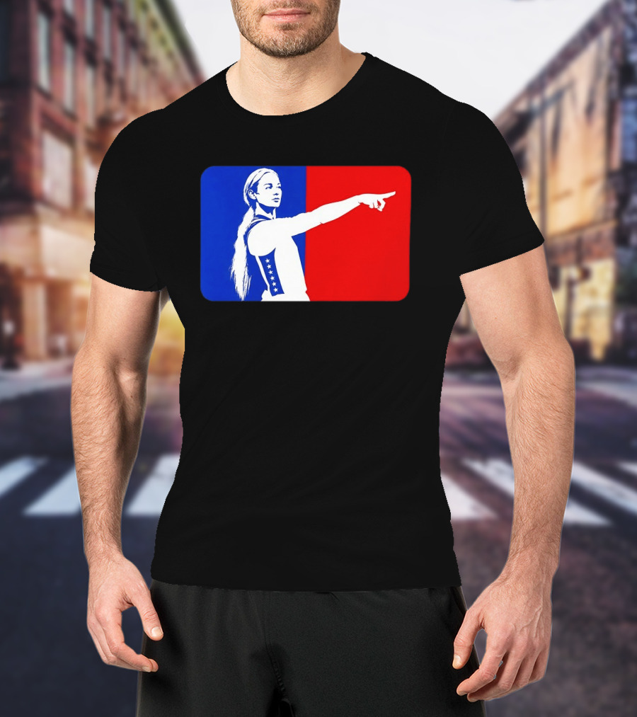 Sophie Cunningham WNBA 2026 Pointing Gesture In Blue And Red T-Shirt