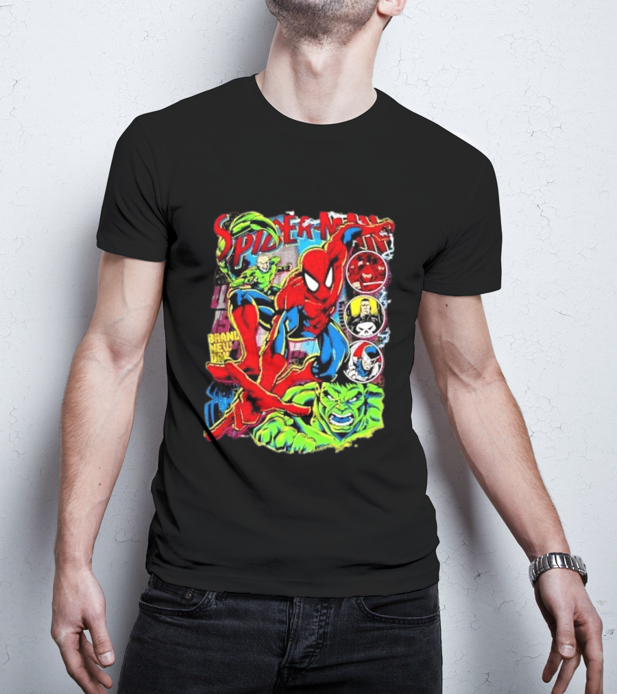 Spider Man Marvel Hulk Punisher Scorpion Ninja Brand New Day T-Shirt