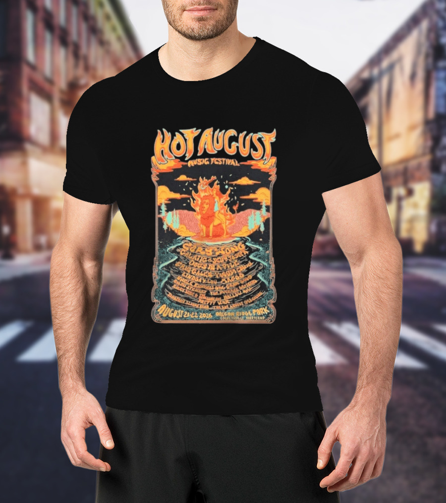 Hot August Music Festival 2026 Oregon Ridge Park Featuring Grace Stone Galactic Hartska Dogs Brass Playground Elise Testone DJ Williams T-Shirt