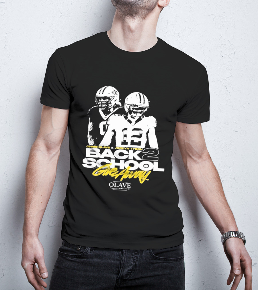 Chris Olave Jordyn Tyson Back 2 School Give Away Olave Connections T-Shirt