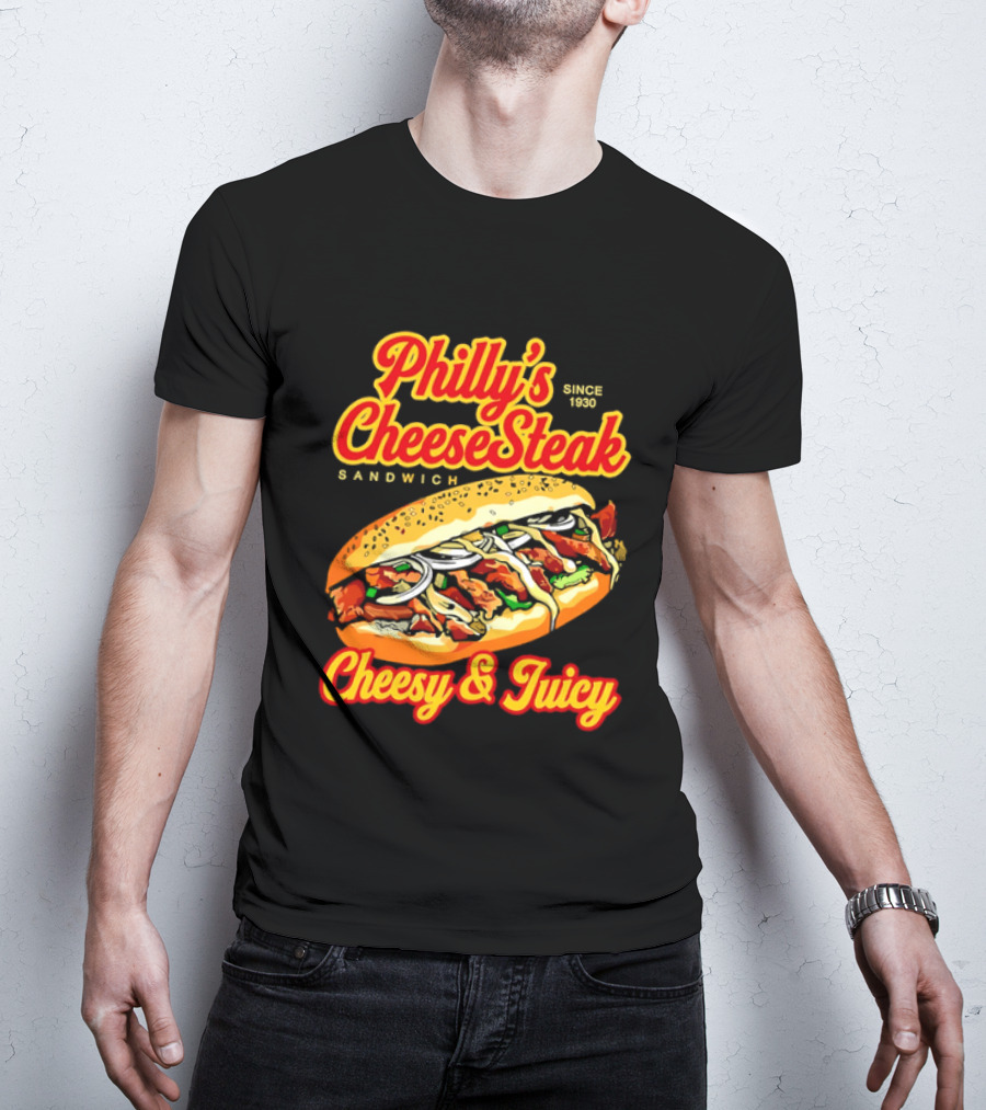 Philly's Cheesesteak Sandwich Cheesy & Juicy Since 1930 Classic Flavor Experience T-Shirt