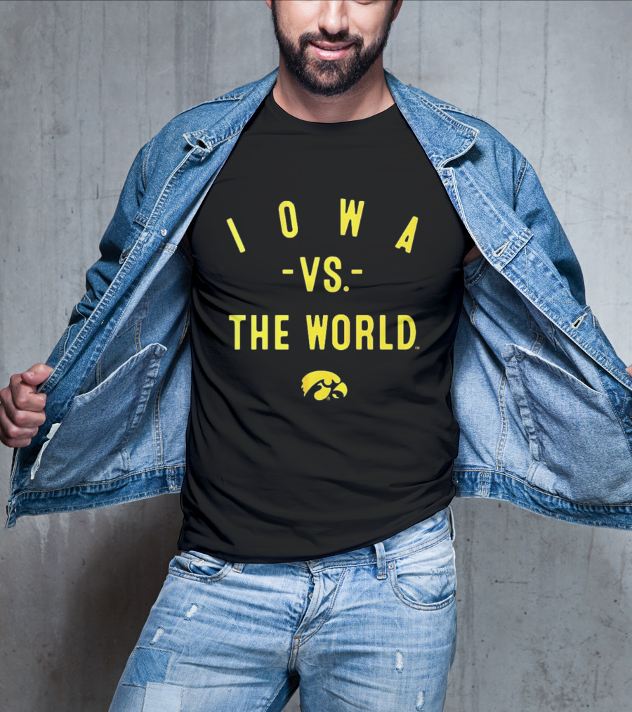 Iowa Hawkeyes NCAA Football Iowa Vs The World 2026 Yellow Text With Hawkeye T-Shirt