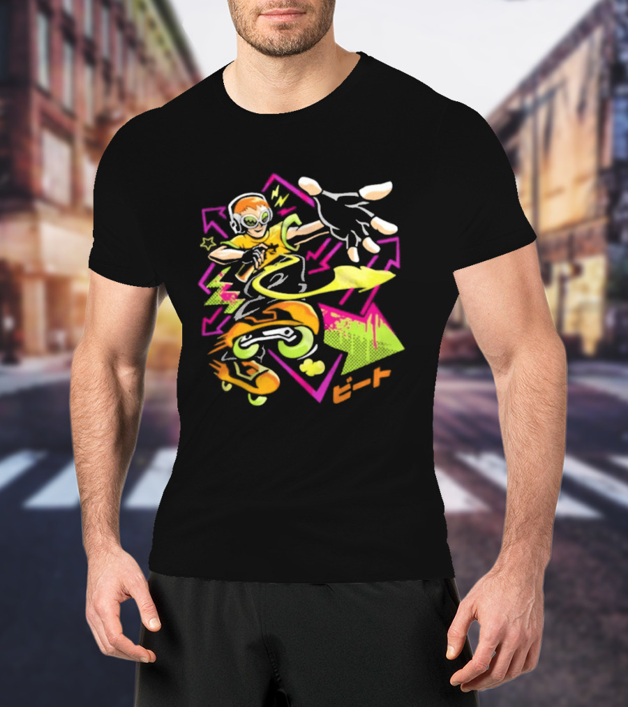 Jet Set Radio Beat Character Keep Rollin Neon Graffiti T-Shirt