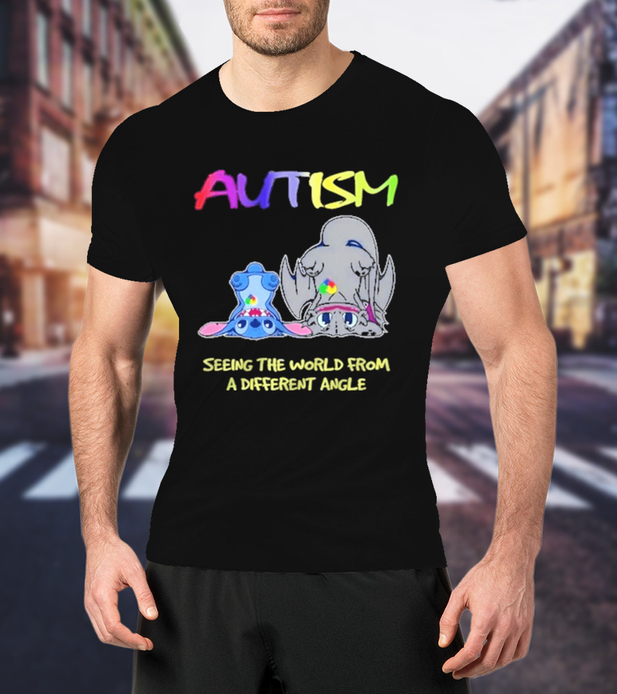 Autism Seeing The World From A Different Angle Toothless Stitch T-Shirt