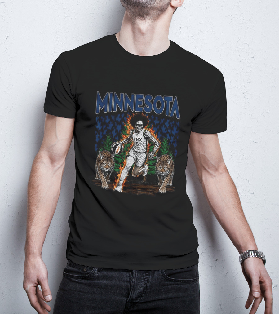 Minnesota Lynx WNBA Basketball Skull With Lynxes Game Day 2026 T-Shirt
