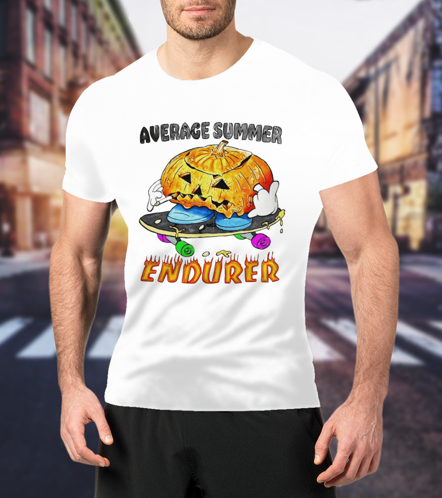 Average Summer Endurer Pumpkin Skater Skateboarding T-Shirt
