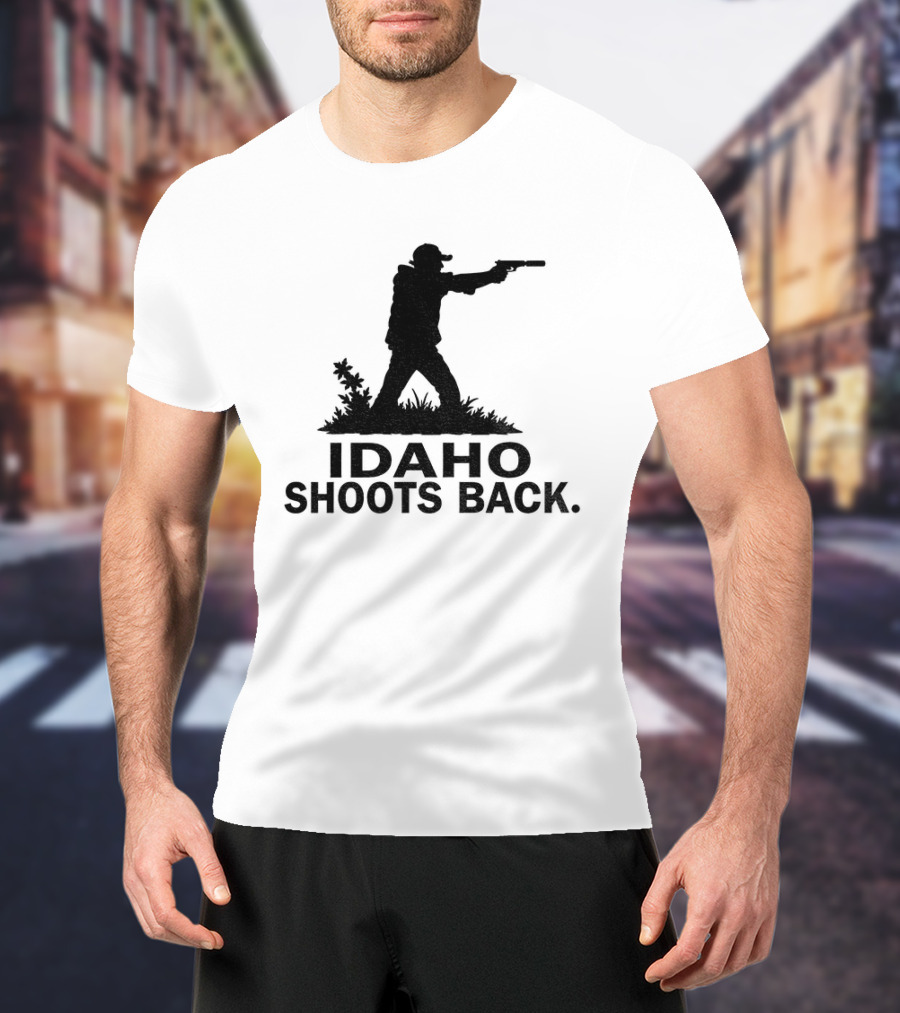 Idaho Shoots Back Silhouette Hunter With Gun T-Shirt
