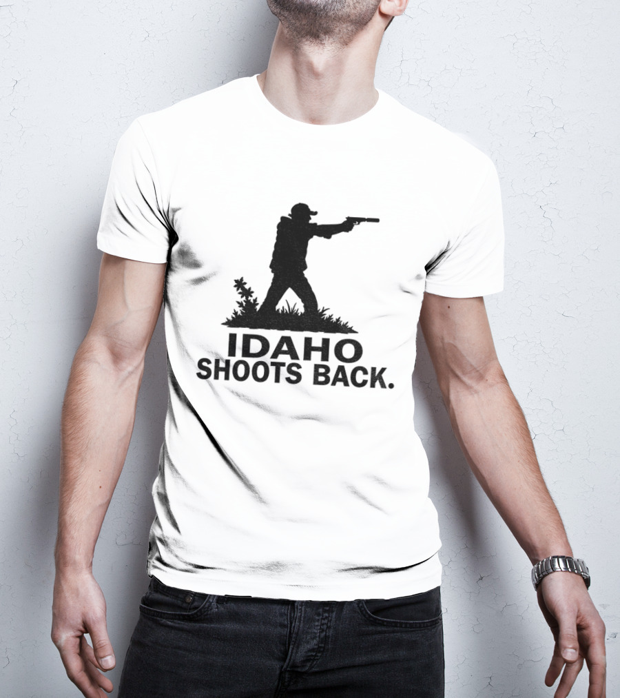 Idaho Shoots Back Silhouette Hunter With Gun T-Shirt