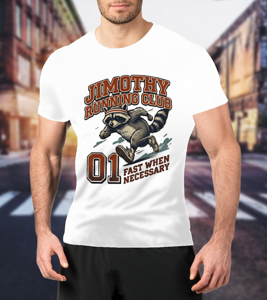 Jimothy Running Club 01 Fast When Necessary Raccoon T-Shirt
