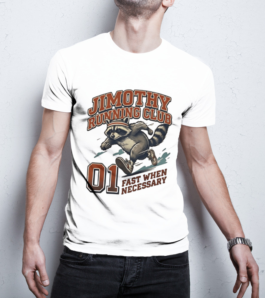 Jimothy Running Club 01 Fast When Necessary Raccoon T-Shirt