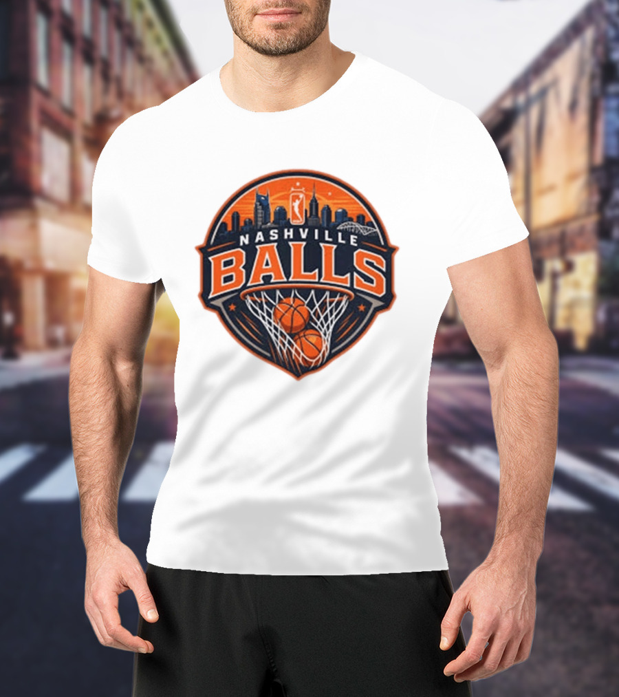 Nashville Balls Skyline Basketball Logo Cityscape T-Shirt