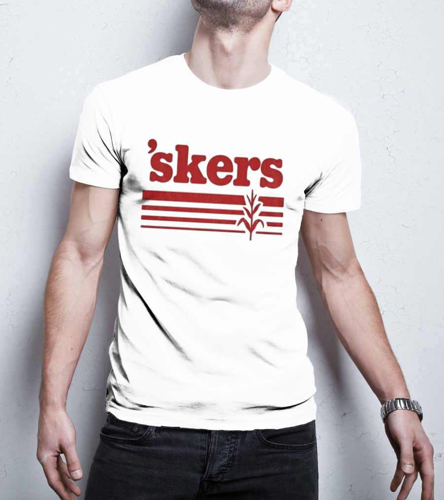 Skers Nebraska Cornhuskers Text Red Lines T-Shirt