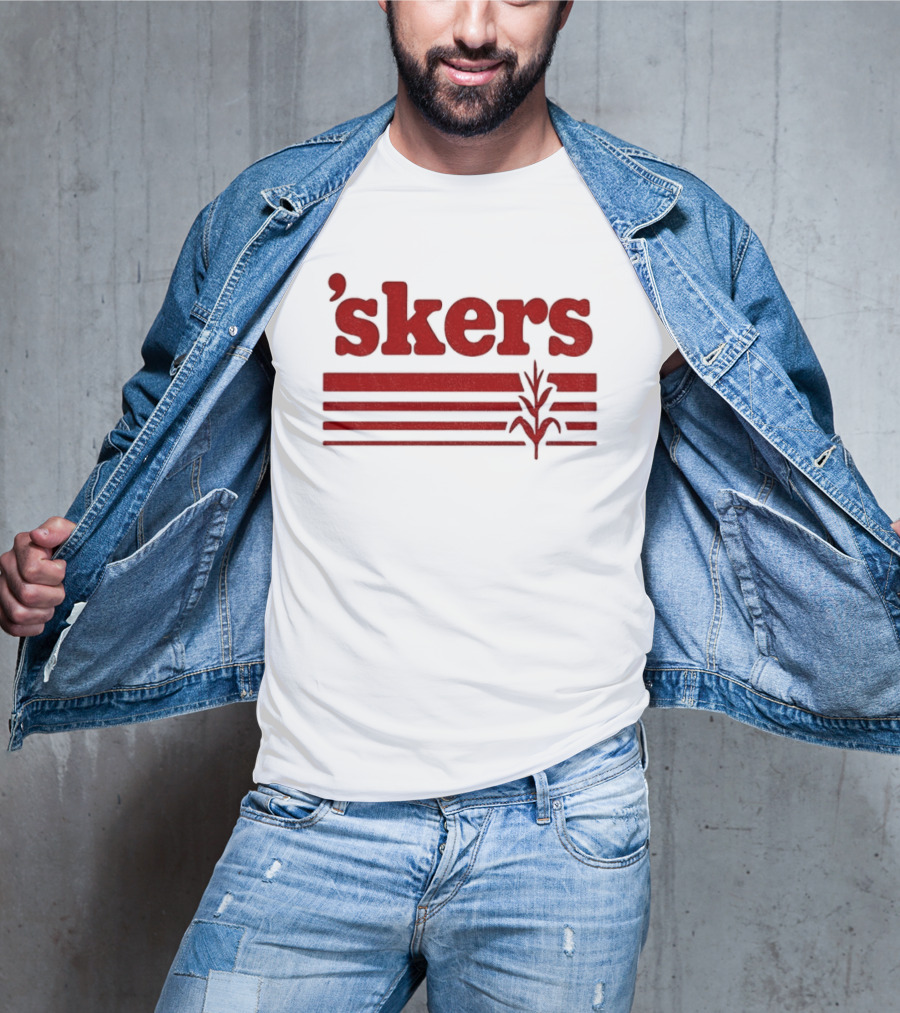 Skers Nebraska Cornhuskers Text Red Lines T-Shirt