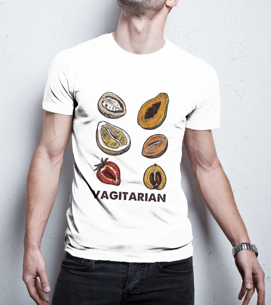 Vagitarian Fruit Humor Strawberry Avocado Papaya Illustrations T-Shirt