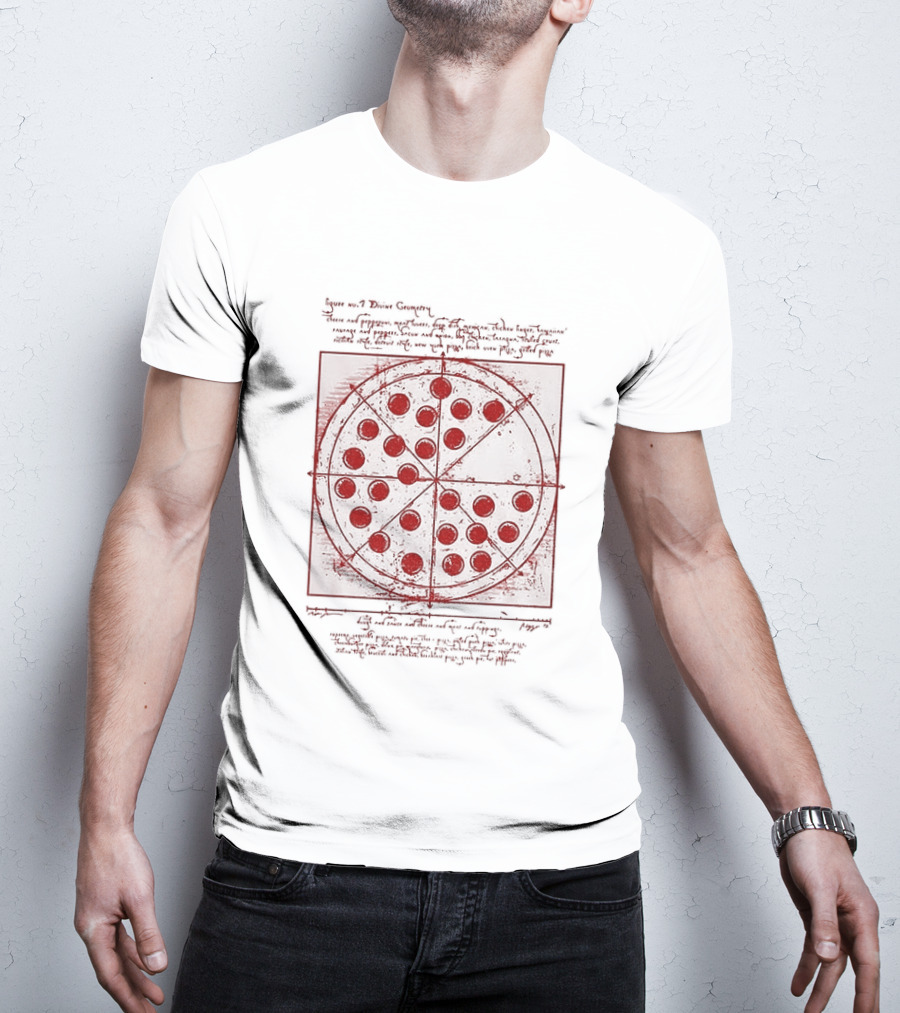 Vitruvian Pizza Leonardo Da Vinci Spider Tom Movie Pizza Drawing T-Shirt