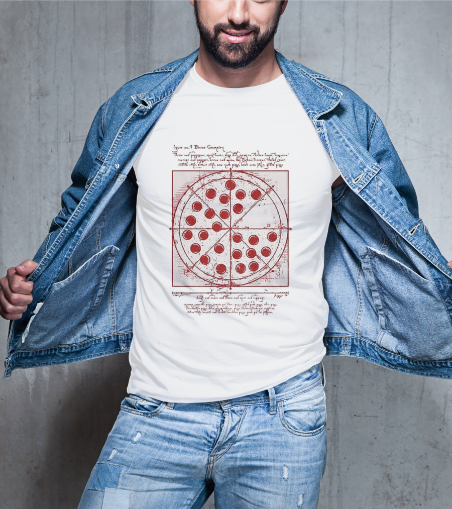 Vitruvian Pizza Leonardo Da Vinci Spider Tom Movie Pizza Drawing T-Shirt