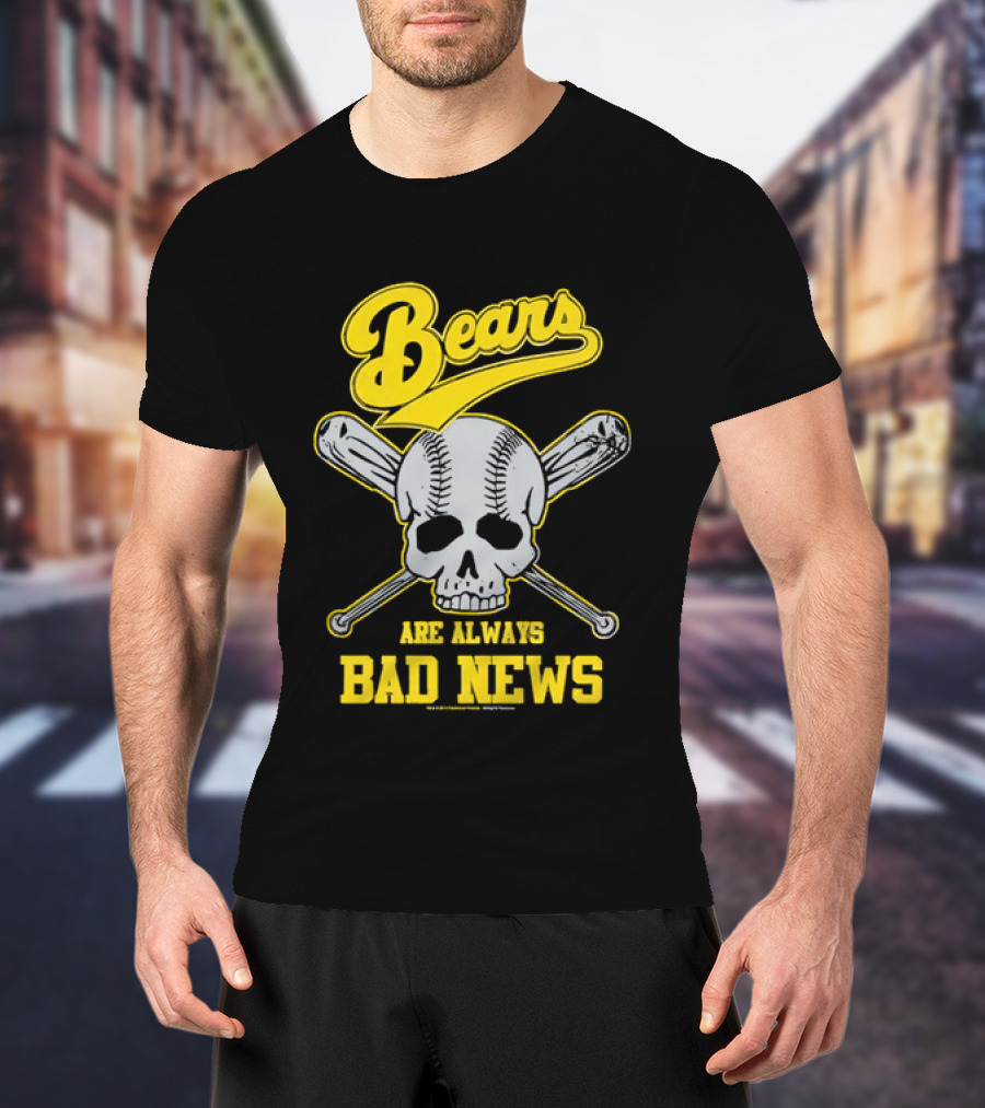 Bears Are Always Bad News Baseball Skull Crossed Bats T-Shirt