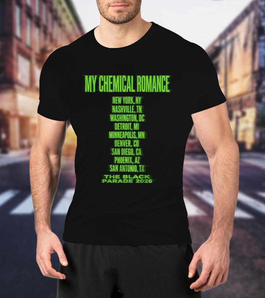 My Chemical Romance The Black Parade 2026 New York City Nashville Washington Detroit Minneapolis Denver San Diego Phoenix San Antonio Tour Dates T-Shirt