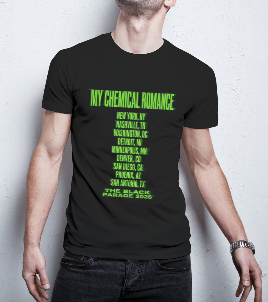 My Chemical Romance The Black Parade 2026 New York City Nashville Washington Detroit Minneapolis Denver San Diego Phoenix San Antonio Tour Dates T-Shirt