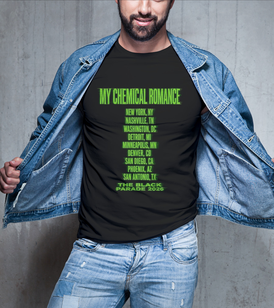 My Chemical Romance The Black Parade 2026 New York City Nashville Washington Detroit Minneapolis Denver San Diego Phoenix San Antonio Tour Dates T-Shirt